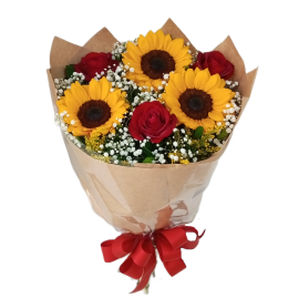 Buquê Rosas & Girassóis
